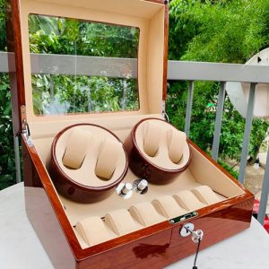 Hộp Xoay Đồng Hồ Tích Cót 4 Xoay 6 Tĩnh Fatiya Nâu