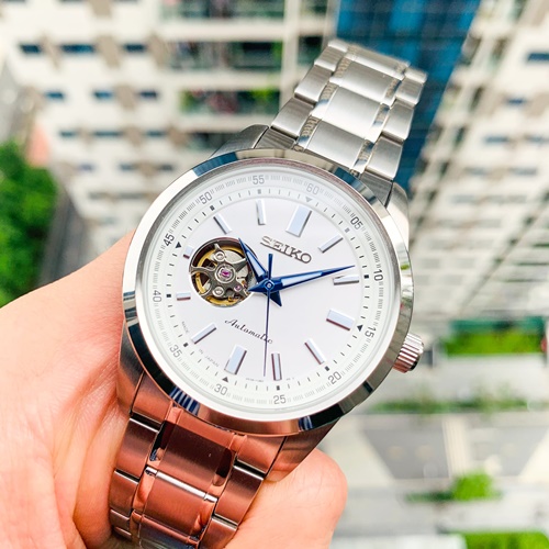 Đồng Hồ Nam Seiko Automatic Open Heart White 42mm - SCVE049 SALE