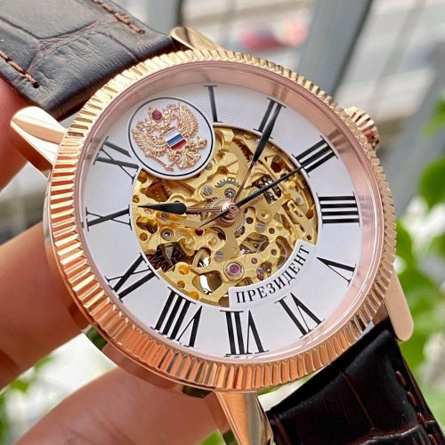 Đồng Hồ Nga Poljot President Rose Gold Skeleton Roman