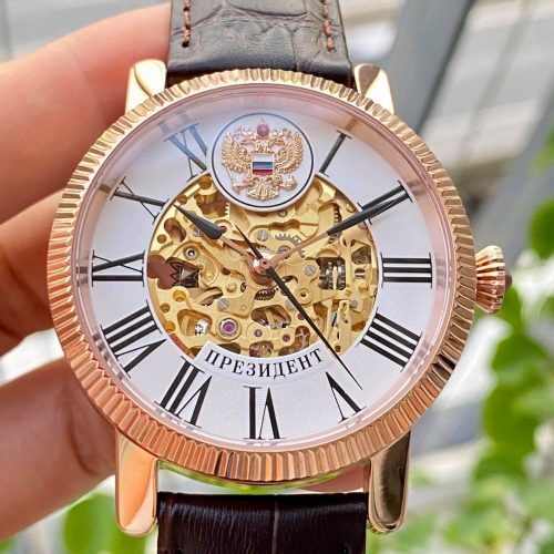 Đồng Hồ Nga Poljot President Rose Gold Skeleton Roman