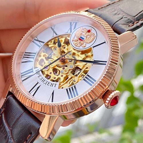 Đồng Hồ Nga Poljot President Rose Gold Skeleton Roman