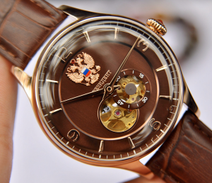 Đồng Hồ Nga Poljot President Rose Gold Hở Tim Nâu