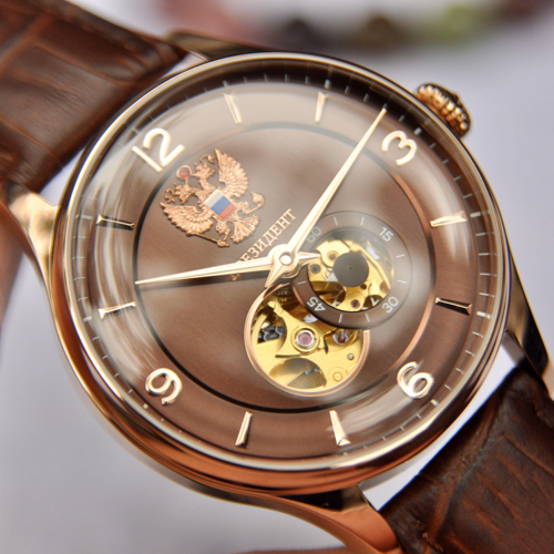 Đồng Hồ Nga Poljot President Rose Gold Hở Tim Nâu